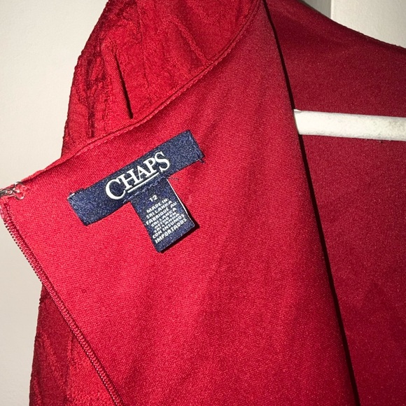 Chaps Red Long Sleeve Pleated Dress - Picture 5 of 5